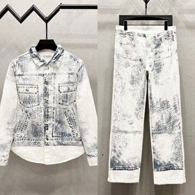 Dior's new ink wash sketch print and graffiti denim set-5319  