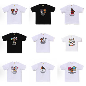 BAPE Baby Milo x My Melody Collab Cartoon-Print Short-Sleeve T-Shirt-6039  